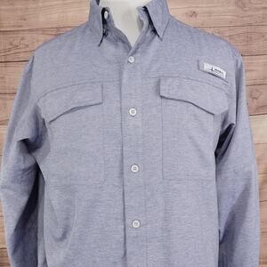 Habit Shirt Mens Large Blue Heather Solar-Factor Fishing Vented UV Long Sleeve